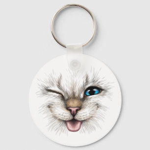 Porte-clés Nom personnalisé et chat à lecture de texte