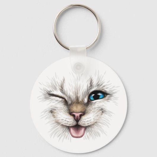 Porte-clés Nom personnalisé et chat à lecture de texte (Recto)