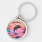 Porte-clés Nom personnalisé et dauphin de destination (Devant)