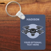 Porte-clés Nom personnalisé et drone de texte (Recto)