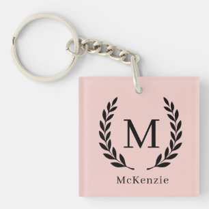 Porte-clés Nom personnalisé et photo de monogramme