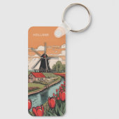 Porte-clés Nom personnalisé et texte Pays-Bas Windmills (Verso)