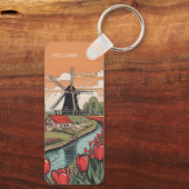 Porte-clés Nom personnalisé et texte Pays-Bas Windmills (Verso)