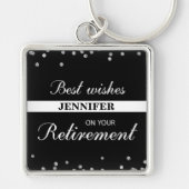 Porte-clés Nom personnalisé, Félicitations à la retraite Noir (Devant)