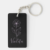 Porte-clés Nom personnalisé Février violet Fleur de naissance (Dos)