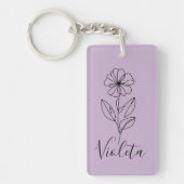 Porte-clés Nom personnalisé Février violet Fleur de naissance (Devant)