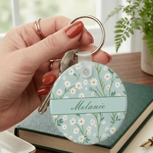 Porte-clés Nom personnalisé Floral