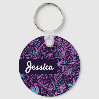 Porte-clés Nom personnalisé Floral Porte - clé