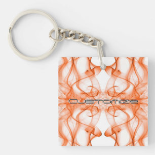 Porte-clés Nom personnalisé Fumée Orange Symétrique Blanc