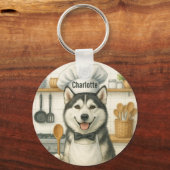 Porte-clés Nom personnalisé Funny Siberian Husky Chien Chef (Verso)