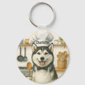 Porte-clés Nom personnalisé Funny Siberian Husky Chien Chef (Verso)