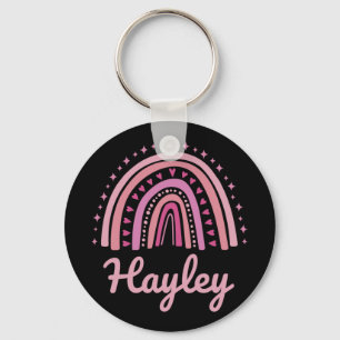Porte-clés Nom Personnalisé Funny Women Rose Rainbow Hayley