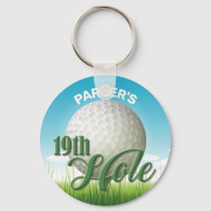 Porte-clés NOM Personnalisé Golfer Golf Pro Ball 19th Hole