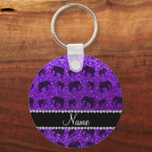 Porte-clés Nom personnalisé indigo violet parties scintillant (Recto)