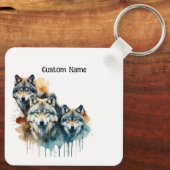 Porte-clés Nom Personnalisé Inspirational Wolf Citation Force (Verso)