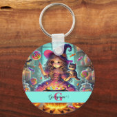 Porte-clés Nom personnalisé Jote Whimsical Witch Halloween Tr (Recto)
