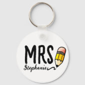 Porte-clés Nom personnalisé l Cute Pencil Typographie Enseign (Recto)