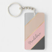 Porte-clés Nom personnalisé Lignes rose pâle et gris clair de (Devant)