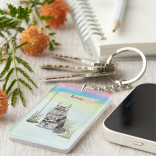 Porte-clés Nom Personnalisé Maine Coon Pet