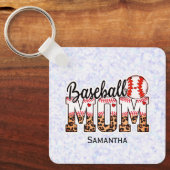 Porte-clés Nom personnalisé Maman de baseball | Fête des mère (Recto)
