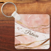 Porte-clés Nom personnalisé Marble Rose Or (Recto)
