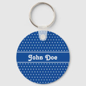 Porte-clés Nom personnalisé Marine Blue Polka Point (Recto)