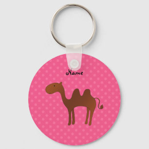 Porte-clés Nom personnalisé mignon chameau rose pois
