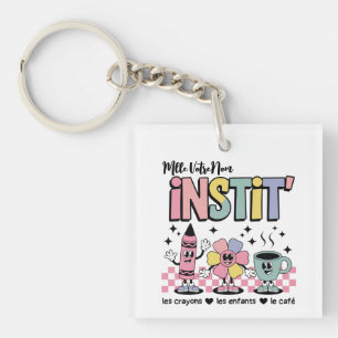 Porte-clés Nom Personnalisé Mignon Retro Pour Instit'