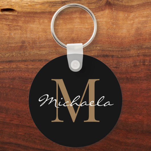 Porte-clés Nom Personnalisé Monogramme Éblouissant Script Noi (Recto)