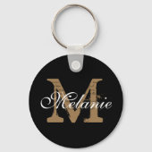 Porte-clés Nom personnalisé Monogramme Joli Script Classic No (Recto)