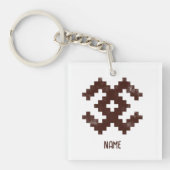 Porte-clés Nom personnalisé Motif balte Pixelated Retro (Devant)