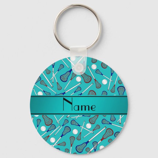 Porte-clés Nom personnalisé motif de crosse turquoise (Recto)