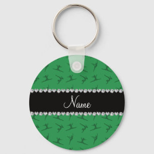 Porte-clés Nom personnalisé motif de gymnastique verte