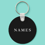 Porte-clés Nom personnalisé noir simple élégant<br><div class="desc">Simple Black Custom Name Design élégant pour tout le monde.</div>