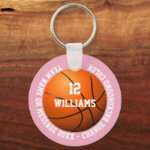 Porte-clés Nom personnalisé Numéro d'équipe Basket-ball rose (Recto)