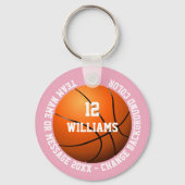 Porte-clés Nom personnalisé Numéro d'équipe Basket-ball rose (Verso)