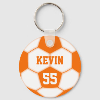 Porte-clés Nom personnalisé Numéro Orange Soccer Ball