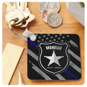 Porte-clés NOM Personnalisé Officier de police Drapeau du sh