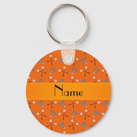 Porte-clés Nom personnalisé orange badminton motif (Recto)
