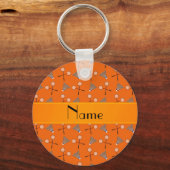 Porte-clés Nom personnalisé orange badminton motif (Recto)