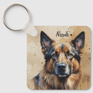 Porte-clés Nom personnalisé ou texte Chien berger allemand an