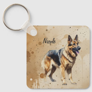 Porte-clés Nom personnalisé ou texte Chien de berger allemand