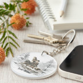 Porte-clés Nom personnalisé ou texte Wolf Friends Howling (Devant Droit)