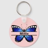 Porte-clés Nom personnalisé Papillon corail Porte - clé rose (Verso)