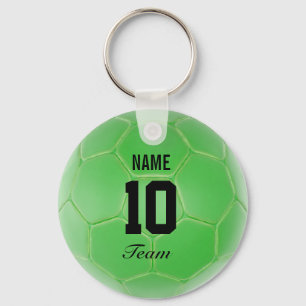Porte-clés Nom personnalisé par ballon de football noir vert