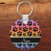 Porte-clés Nom personnalisé parties scintillant arc-en-ciel c (Recto)