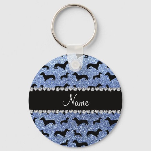Porte-clés Nom personnalisé parties scintillant bleu clair (Recto)