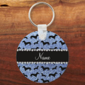 Porte-clés Nom personnalisé parties scintillant bleu clair (Recto)