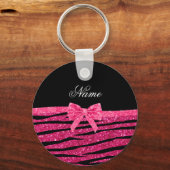 Porte-clés Nom personnalisé parties scintillant rose chaud zè (Recto)