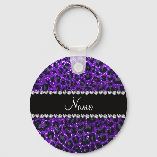 Porte-clés Nom personnalisé parties scintillant violet indigo (Recto)